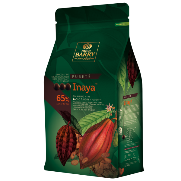 Cacao Barry Inaya Dark Chocolate Pistoles 65%   11 lbs (REPACKAGED)