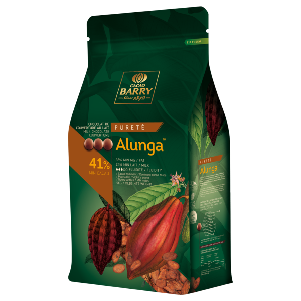 Cacao Barry Alunga Milk Chocolate Pistoles 41%   11 lbs