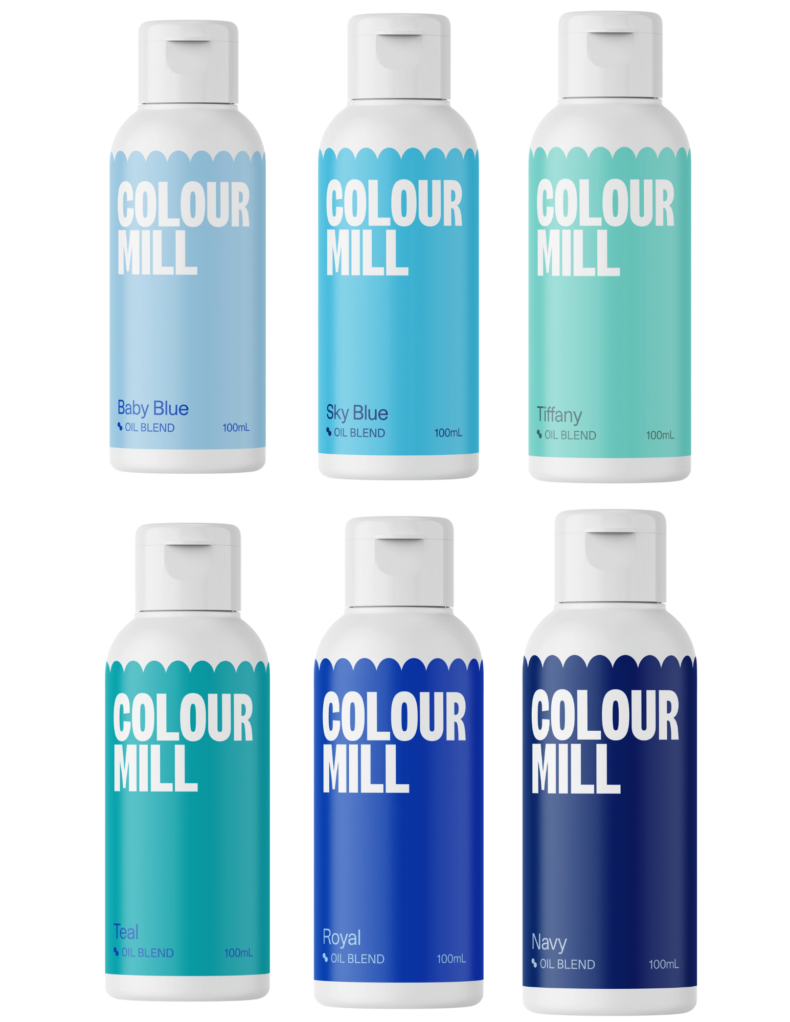 Colour Mill - Oil Blend Coloring - BLUE COMBO PACK - 100ml - 6 Colors -  Divine Specialties