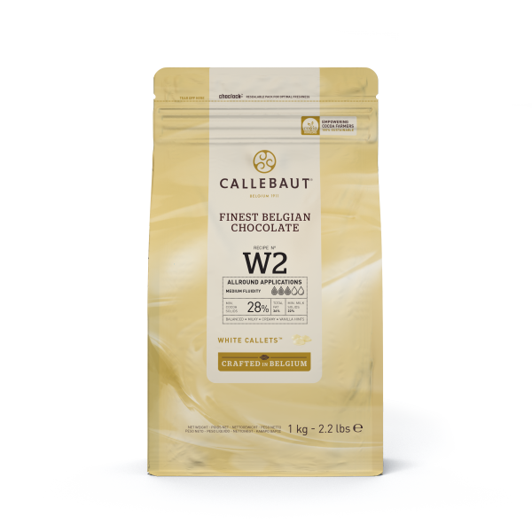 Callebaut W2 White Chocolate Discs 28% 2.2 lbs (Repacked)