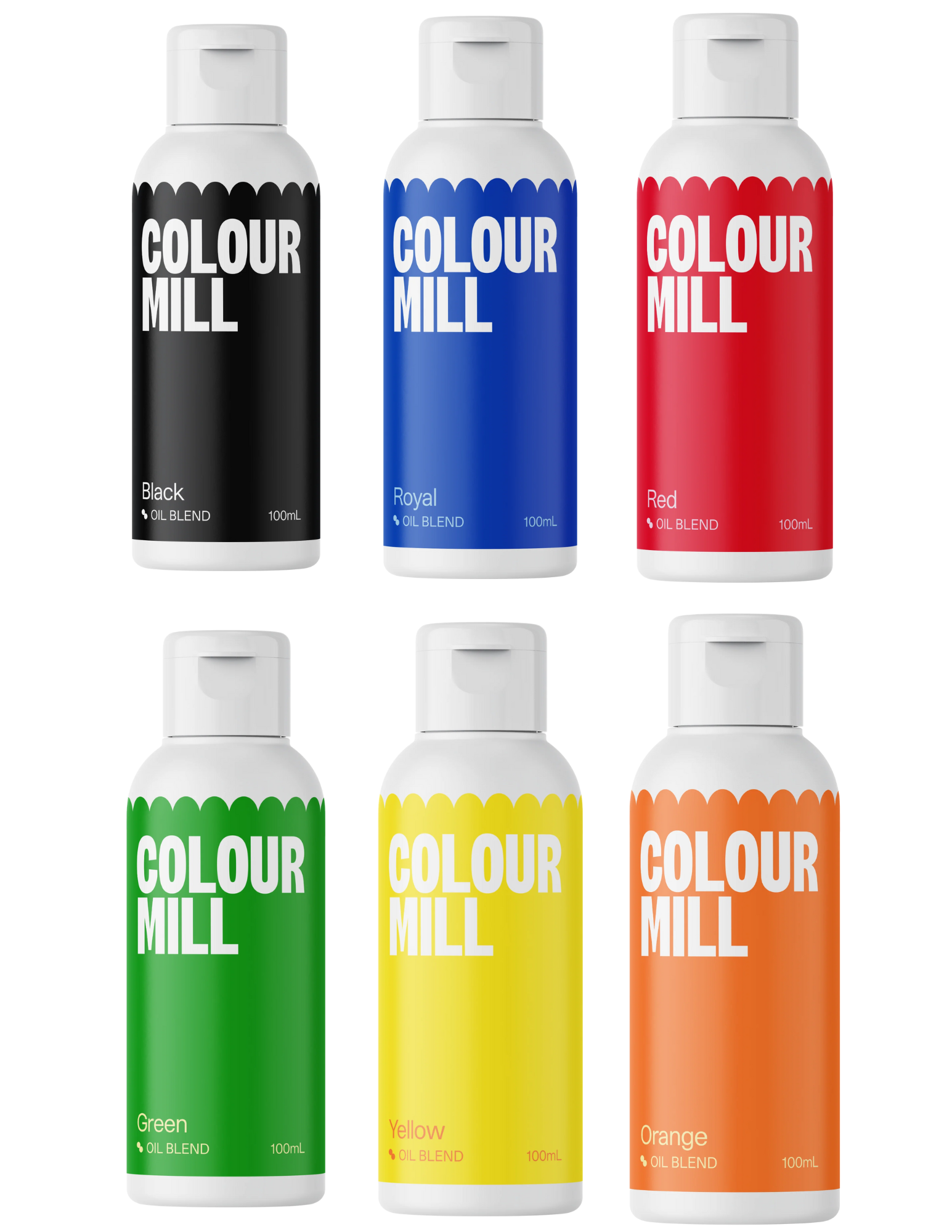 Colour Mill - Oil Blend Coloring - PRIMARY COMBO PACK - 100ml - 6 Colors -  Divine Specialties